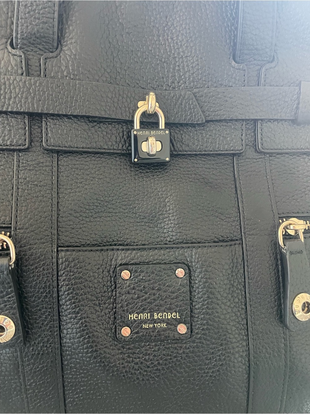 henri bendel Black Leather Convertible Backpack Tote with Gold Hardware - Picture 2 of 8